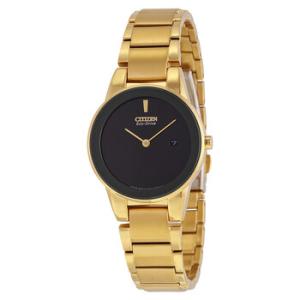 Axiom Black Dial Yellow Goldtone Watch GA105255E