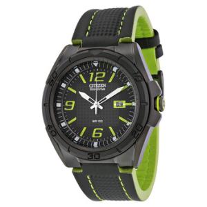 BRT EcoDrive Black Dial Black Leather Strap Watch AW138511H