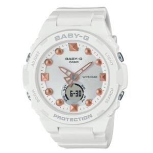 BabyG Alarm World Time Quartz AnalogDigital White Dial Watch BGA3207A2