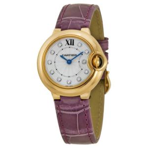 Ballon Bleu Silver Diamond Dial 18kt Rose Gold Purple Leather Watch WE902050