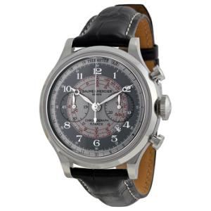 Baume and Mercier Capeland Flyback Chronograph Grey and Silver Dial Leather Watch