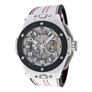 Big Bang Ferrari  Carbon Dial White Ceramic Skeleton Ceramic Sports Watch 401.HQ.0121.VR