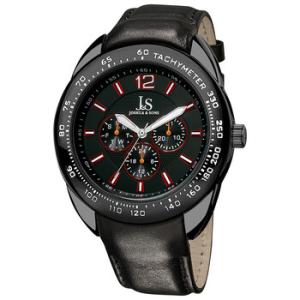 Black Dial Black Leather Watch JS45BK