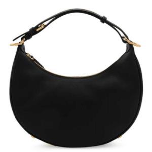 Black Leather Small Fendigraphy Hobo Bag