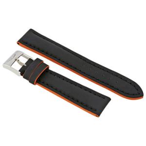 Black Leather Strap with Orange Trimming Stainless Steel Tang Buckle 2018mm