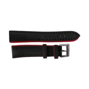 Black Leather Strap with Red Trimming on a Stainless Steel Tang Buckle 2018mm