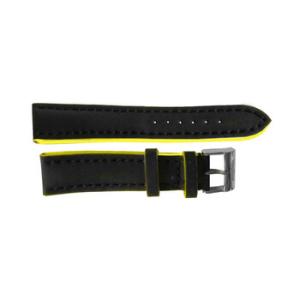 Black Leather Strap with Yellow Trimming and a Stainless Steel Tang Buckle 2220mm