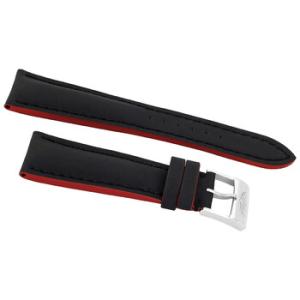 Black Leather Watch Band Strap with Red Trimming 24mm  20mm 233XA20BA.1