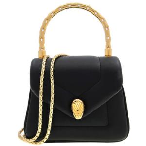 Black Micro Serpenti Reverse Leather Top Handle Bag
