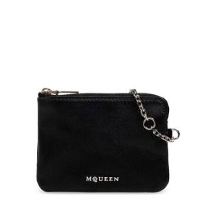 Black  Silver Leather Sling Card Holder