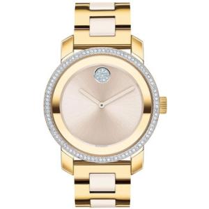 Bold Quartz Crystal Champagne Dial Watch