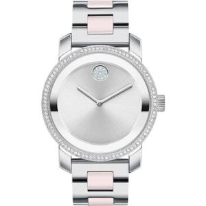 Bold Quartz Crystal Silver Dial Watch