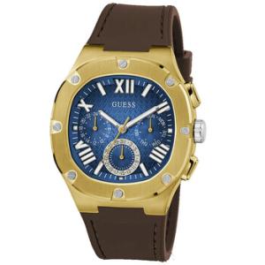Brown Gold Tone MultiFunction Blue Dial Watch GW0571G5