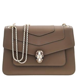 Brown Serpenti Forever Leather Shoulder Bag