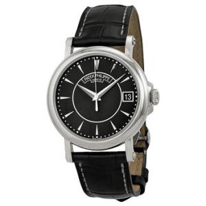 Calatrava Black Dial 18k White Gold Black Leather Watch 5153G001