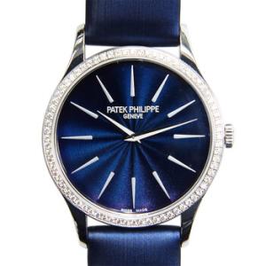Calatrava Blue Dial Diamond 18kt White Gold Watch 4897G001