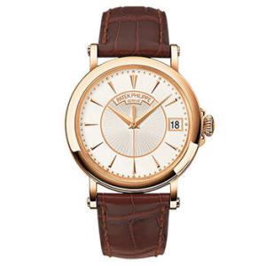Calatrava Silvery Opaline Dial 18K Rose Gold Watch 5153R