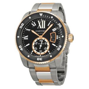 Calibre Black Dial Steel and Rose Gold Watch W7100054
