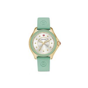 Cape Topaz Silver Dial Mint Green Rubber Watch MWW27A000018