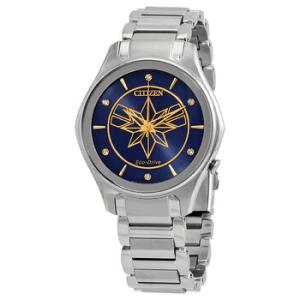 Captain Marvel EcoDrive Crystal Blue Dial Watch EM059658W