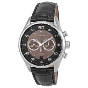 Carrera Black and Grey Dial Chronograph Leather Watch CAR2B10.FC6235