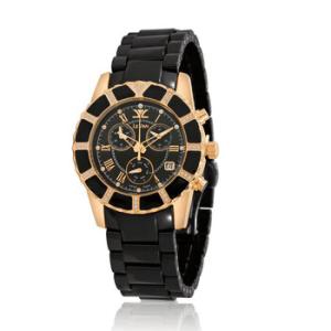 Ceramic Chronograph Quartz Diamond Black Dial Watch LV931CRDD