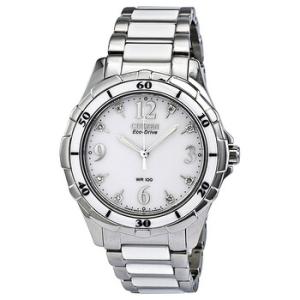 Ceramic EcoDrive Diamond White Dial Watch EM003059A