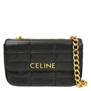 Chain Shoulder Bag In Quilted Goatskin  Black