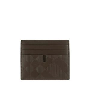 Check Pattern Leather Card Case