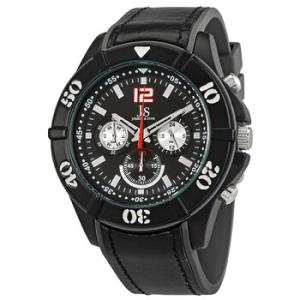 Chronograph Black Dial Black Leather Watch JS51GY