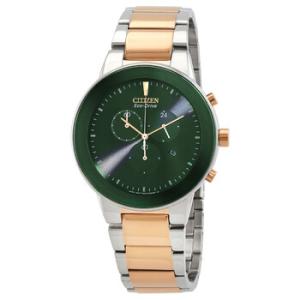 Chronograph GMT EcoDrive Green Dial Watch AT224484X