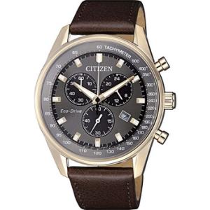 Chronograph Grey Dial Brown Leather Watch AT239317H