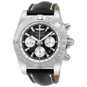 Chronomat 44 Black Dial Black Leather Watch AB011011B967BKLT