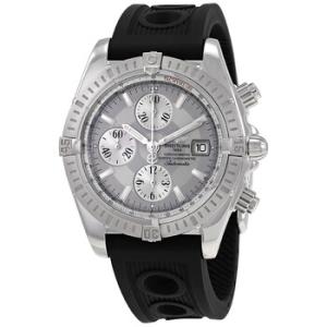 Chronomat Rhodium Dial Automatic Chronograph Black Rubber Watch A1335611E519
