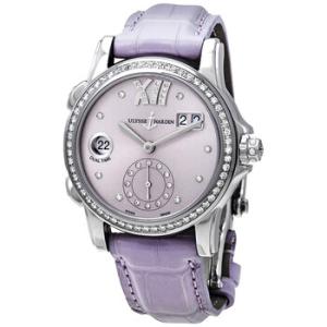 Classic Dual Time Purple Diamond Dial Automatic Watch 3343222B3007
