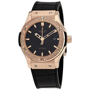 Classic Fusion Automatic Black Dial 18kt Rose Gold Diamond Watch 542.OX.1180.LR.1104