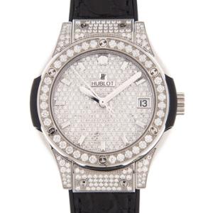 Classic Fusion Diamond Pave Dial Black Leather Band Titanium Case Watch 581.NX.9010.LR.1704