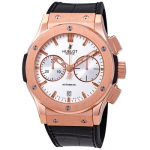 Classic Fusion Silver Dial Chronograph 18kt Rose Gold Black Leather Watch 521.OX.2610.LR