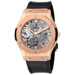 Classic Fusion Ultra Tin Automatic Skeleton Dial Black Leather Men Watch 545.OX.0180.LR