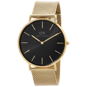 Classic Mesh Onyx Quartz Black Dial Watch DW00100631