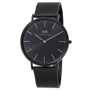 Classic Mesh Onyx Quartz Black Dial Watch DW00100632