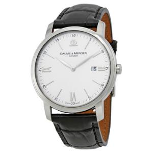 Classima White Dial Black Leather Watch MOA10379