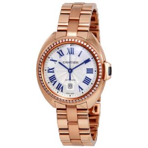 Cle Silver Flinque Dial 18kt Pink Gold Diamond Watch WJCL0003