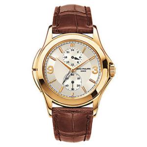 Complications Travel Time Silver Dial 18kt Yellow Gold Brown Leather Watch 5134J011