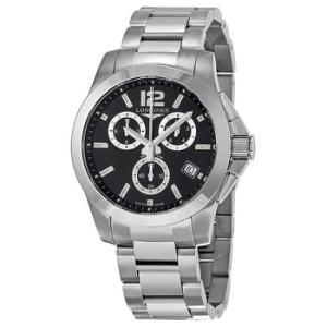 Conquest Chronograph Black Dial Stainless Steel Watch L36604566