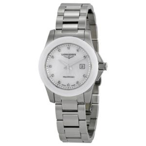 Conquest Diamond Mother of Pearl Dial Stainless Steel Watch L3.257.4.87.6