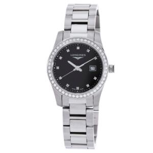 Conquest Quartz Diamond Black Dial Watch L3.300.0.57.6