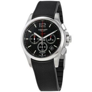 Conquest V.H.P. Perpetual Chronograph Quartz Black Carbon Dial Watch L37174669