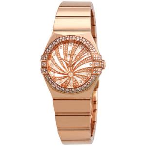 Constellation 18kt Rose Gold Mother of Pearl Diamond Dial Watch 123.55.27.60.55.013
