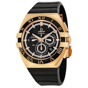 Constellation Black Dial 18kt Rose Gold Black Rubber Automatic Watch 121.62.41.50.01.001